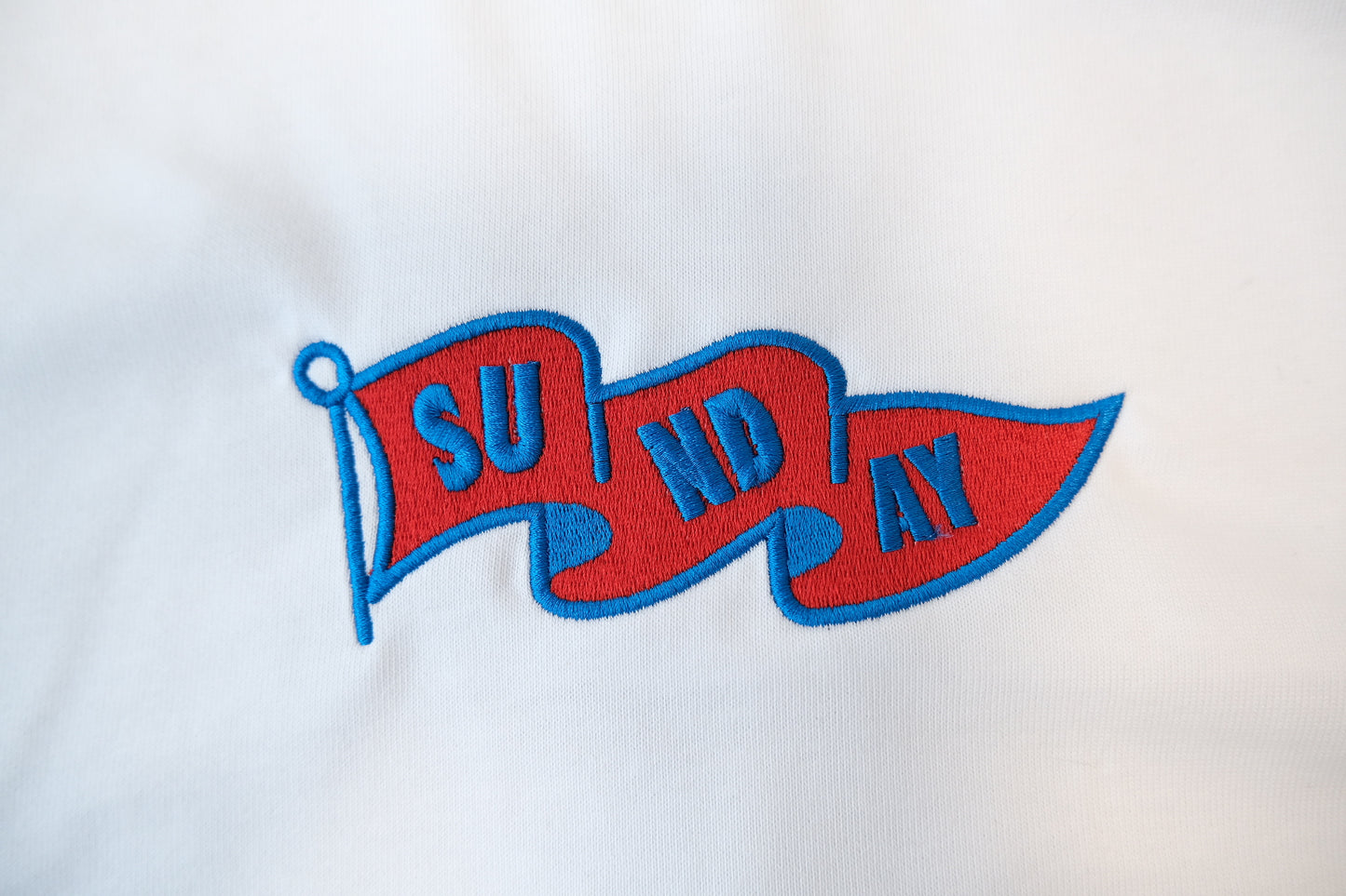Sunday Club Flag Embroidery Heavy T-shirt in White.